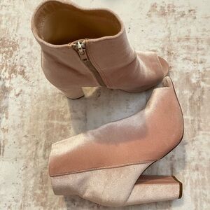 Olivia Velvet Open-Toe Booties